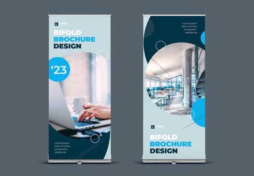 Business Retractable Banner Layout with Blue flat Circle Elements