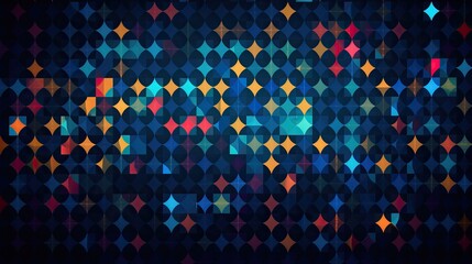 Glowing pattern wallpaper. Glamour background of colorful lights with spotlights. Shining lights party leds on black background. Digital illustration of stage or stadium spotlights. Generative ai