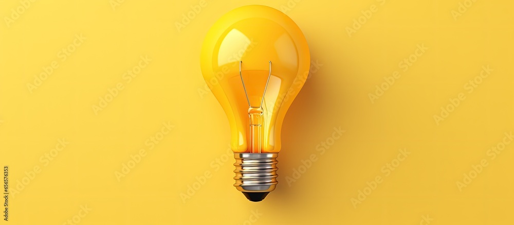 Canvas Prints Yellow icon representing a cartoon light bulb symbolizing concepts like idea solution business and strategy with copyspace for text