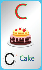 C letter for cake with tracing guide	