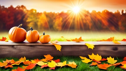 Naklejka na ściany i meble autumn background with pumpkins