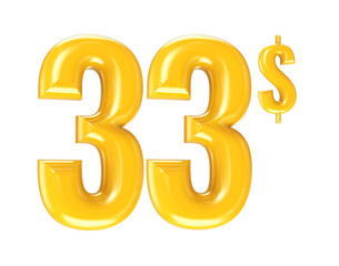 Number Gold 3D Render
