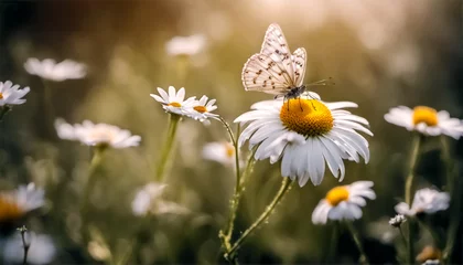 Tuinposter  La magia del mattino, farfalla sui fiori © Benedetto Riba
