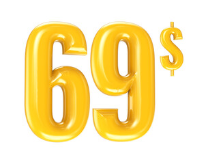 Number Gold 3D Render