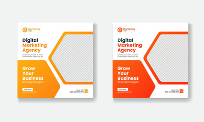 Digital marketing agency social media post vector design, digital marketing promotion square Facebook post, corporate business marketing Instagram and Facebook Template