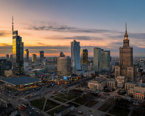 Warsaw in Poland sunset - obrazy, fototapety, plakaty