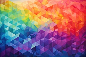 Obraz premium Tesselation of soft geometric figures subtly overlaying a vivid spectrum