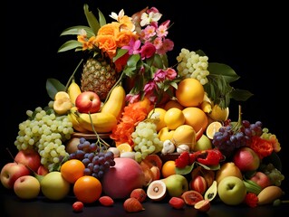 Naklejka na ściany i meble Fruits were placed together in a beautiful arrangement, forming a beautiful composition.