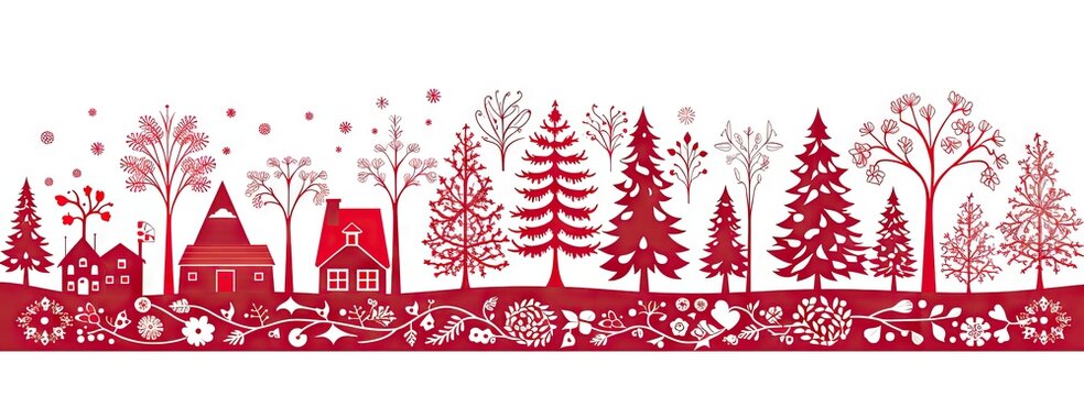 merry christmas banner on red background Generative AI