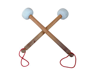 two drumsticks with white cover foam on the ends, musical instrument png
