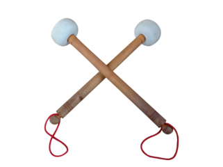 two drumsticks with white cover foam on the ends, musical instrument png