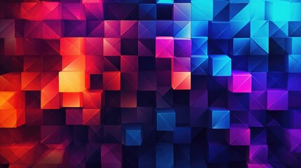 Abstract geometric background of cubes in colors of blue orange pink and teal Futuristic and abstract - obrazy, fototapety, plakaty