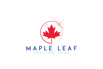 Maple Leaf Canada Sign Symbol Icon Logo Red Color Autumn Element Concept North Star Creative Concept