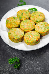 fresh cutlet vegetable vegetarian vegan food broccoli, carrots, potatoes, onions, vegetables appetizer meal food snack on the table copy space food background rustic