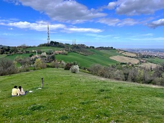 spring landscape with transmitter