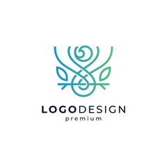 abstract bird logo design perched on a tree branch, with line art style