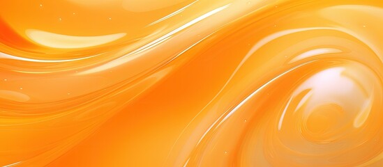 Citrus skincare cream with gold bubbles on an orange gel background with copyspace for text