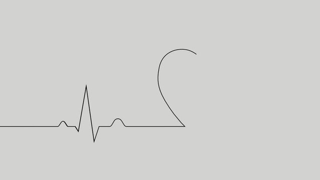 Healthy heart beats pharmacy medicine single continuous line art. Heartbeat pulse silhouette healthcare doctor online app concept design one sketch outline drawing white video illustration