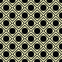 Black circle in black square frame on yellow background seamless vector