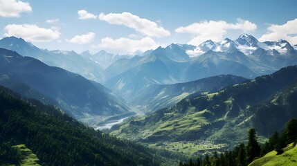 Fototapeta na wymiar Panoramic view of the Caucasus mountains in summer. Russia.