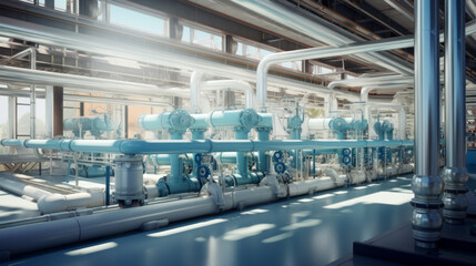 A water desalination plant, converting seawater into freshwater for arid regions - obrazy, fototapety, plakaty