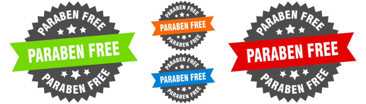 paraben free sign. round ribbon label set. Seal