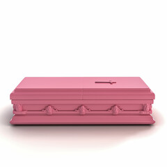 pink coffin isolated on white background