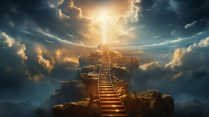 Stairway leading up to heavenly sky
