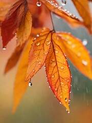 Obraz premium Drenched in Autumn's Splendor: Witness the Breathtaking Beauty of Rainy Day Foliage!