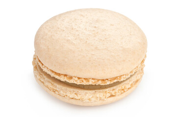 Macaron vanilla cookie isolated on a white background. French confection.