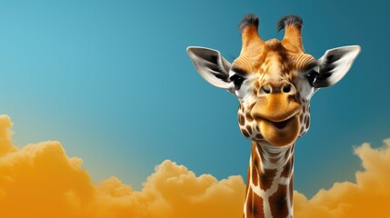 Image of a smiling giraffe, cheerful facial expression.