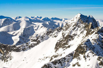 snow covered mountains in winter