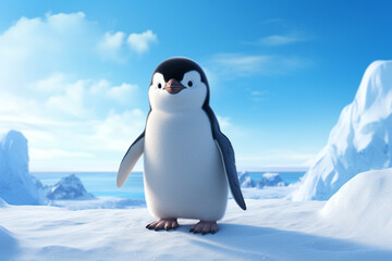Obraz premium a cute penguin on a snow background