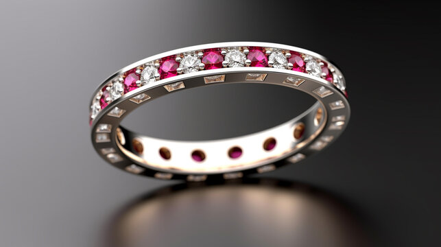 A ruby and diamond eternity band UHD wallpaper Stock Photographic Image