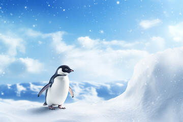 Obraz premium a cute penguin on a snow background