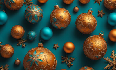Orange and Turquoise colored background for celebrating Christmas and Happy New Year.