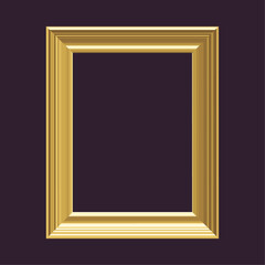 Gold frame for the painting. Vector illustration in a flat style.