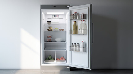 A white refrigerator with a stainless steel door and a big handle