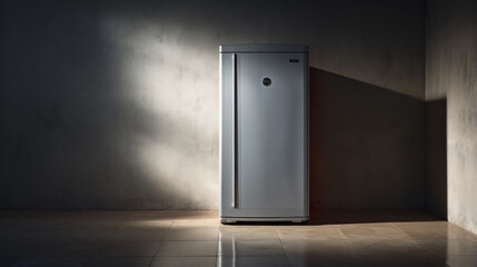 A white refrigerator with a stainless steel door and a big handle