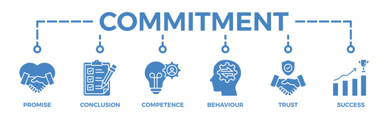 Commitment banner web icon glyph silhouette with icon of promise, conclusion, competence, behaviour, trust, and success