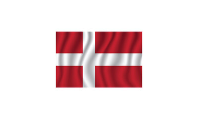 Denmark flag waving vector illustration Flag icon Standard color Standard size A rectangular flag Computer illustration Digital illustration.