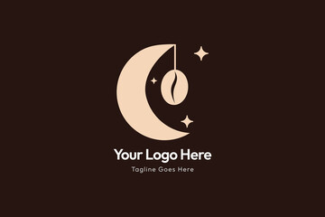Coffee Logo Design, Moon Cafe Logotype
