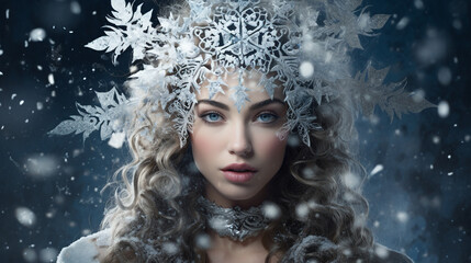 Reine des neiges, beauté des neiges - obrazy, fototapety, plakaty