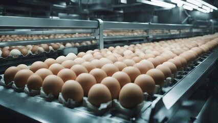 inside view of egg production factory 