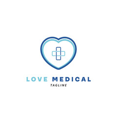This logo combined by heart and cross, Love medical Logo Symbol Design Template Flat Style Vector