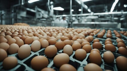 inside view of egg production factory 