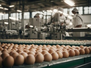 inside view of egg production factory 