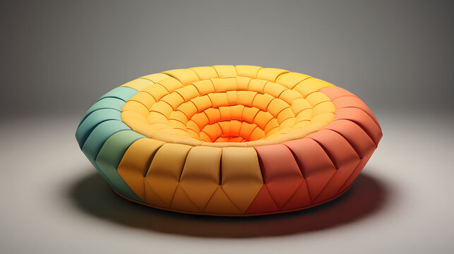 abstract colorful big sofa in grey room