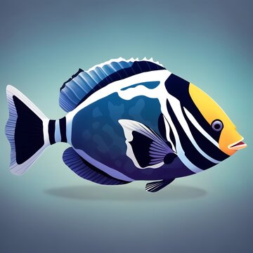 blue fish with yellow head clip art preview