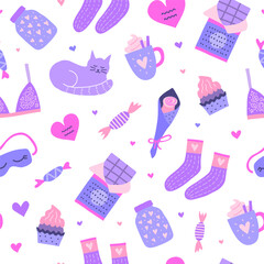 Seamless pattern for Hygge Valentine's day.